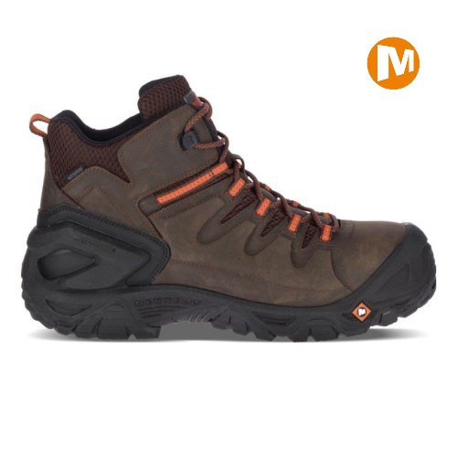Merrell Strongfield Leather 6" Waterproof Comp Toe Sicherheitsschuhe Herren Schokolade [DE-VPOUZ]